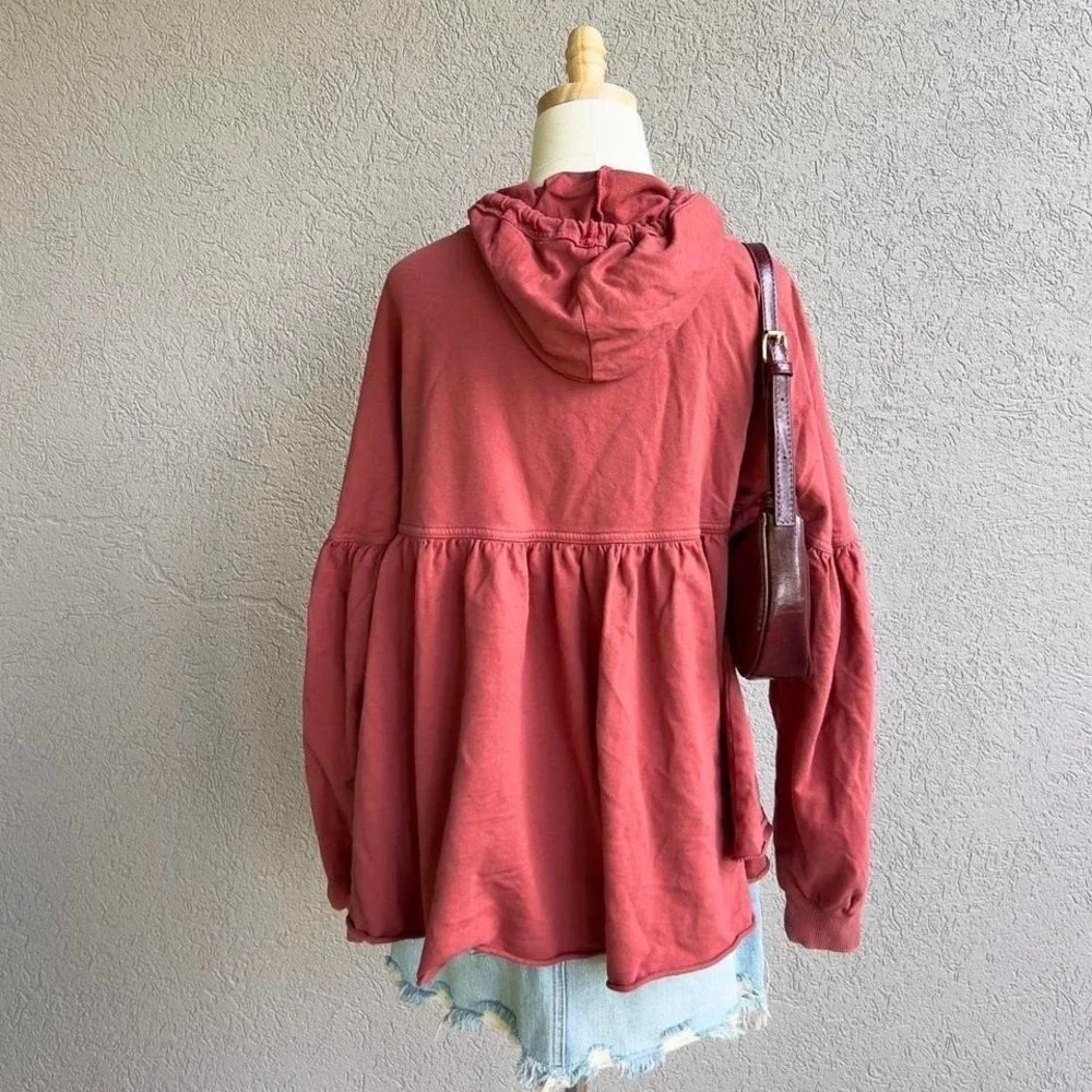 Aerie Red Pullover Hoodie Sweater Sweatshirt Oversized Preppy Size Small - Picture 5 of 7